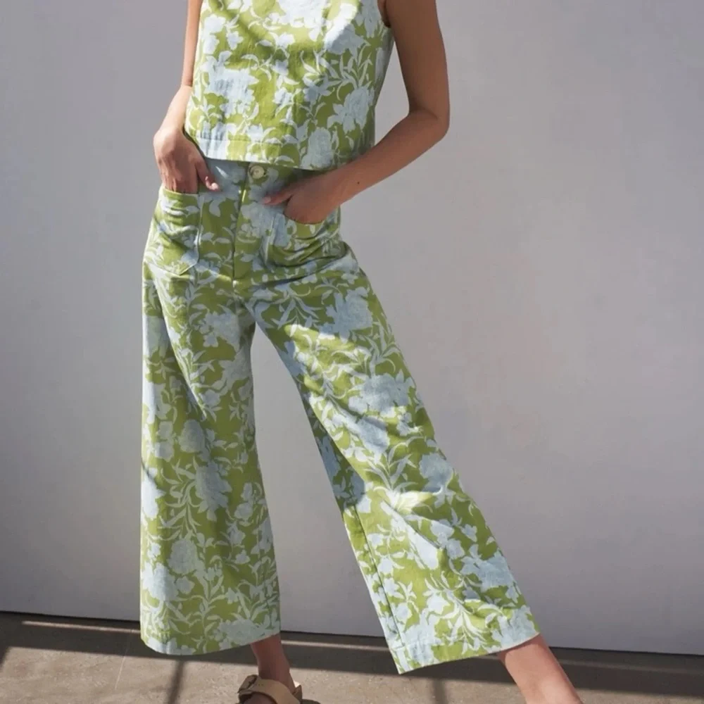 Anthropologie Maeve London Wide Leg Pants in Blue Motif XS - Picture 1 of 13
